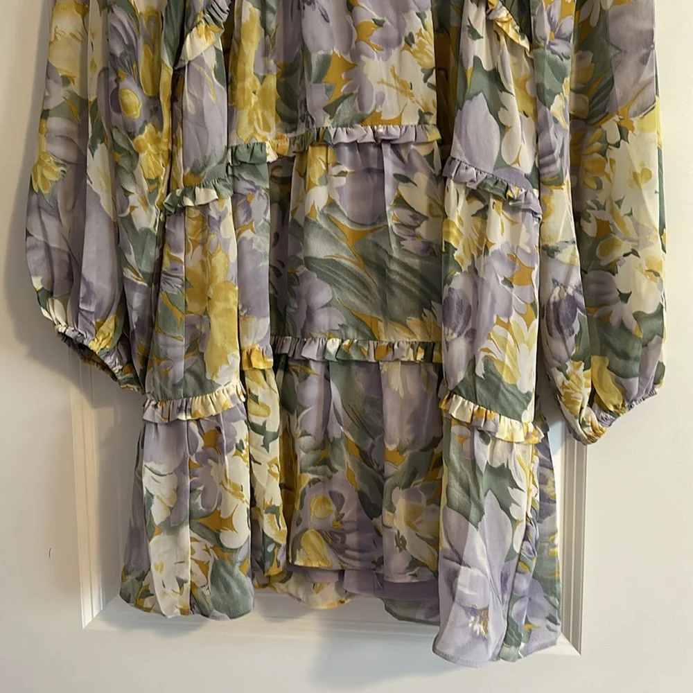 Free the Roses Yellow and Purple Floral Dress - XS